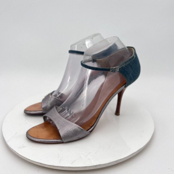 Giuseppe Zanotti Women Size EU 41 US 11 Grey Green Leather Strap Heel Sandal - Picture 1 of 15